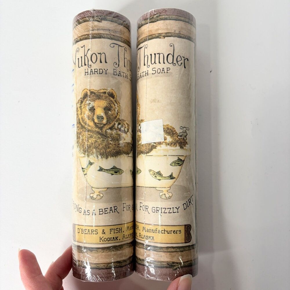 Vintage Wallpaper Border Bear Fish Bathroom Brown Tan Cabin Outdoor 10 Yards